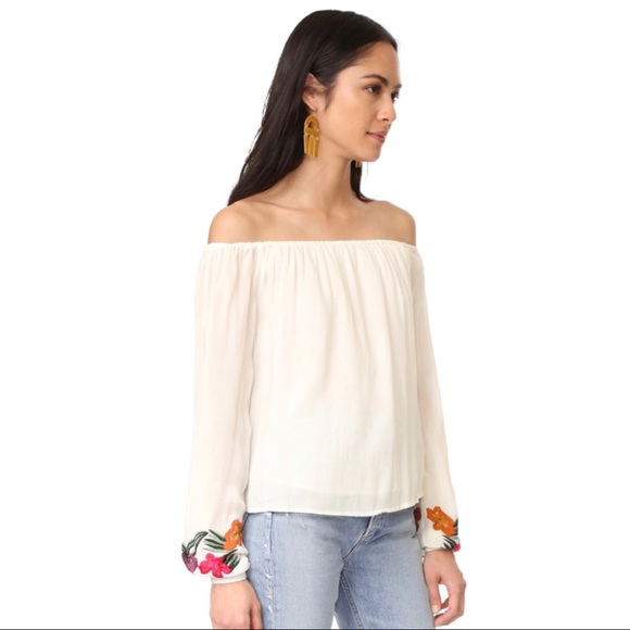 LOVERS + FRIENDS IVORY EMBROIDERED OFF-THE-SHOULDER TOP - Picture 4 of 9
